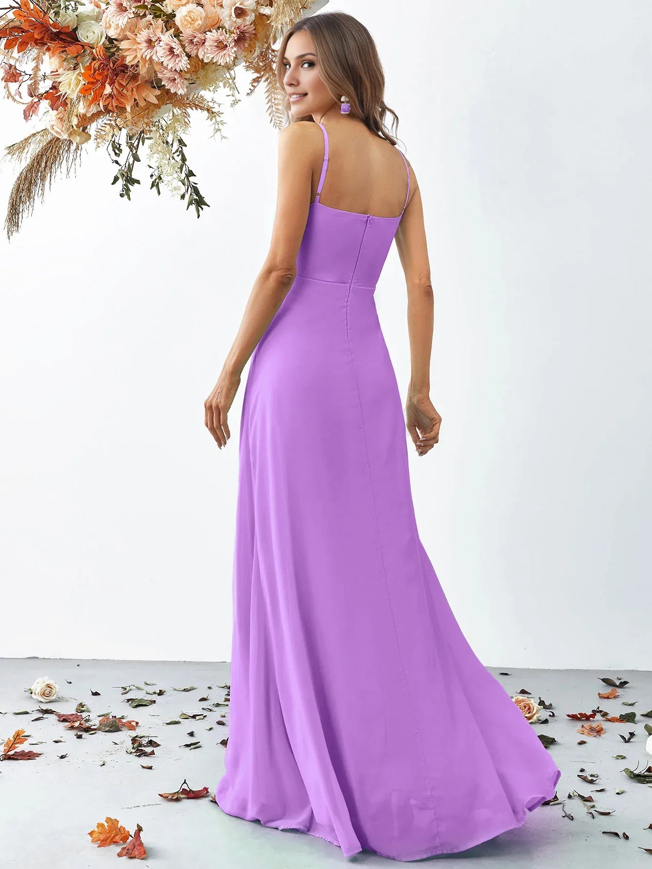 Elegant A Line V Neck Sleeveless Backless Sweep/Brush Train Prom Dress