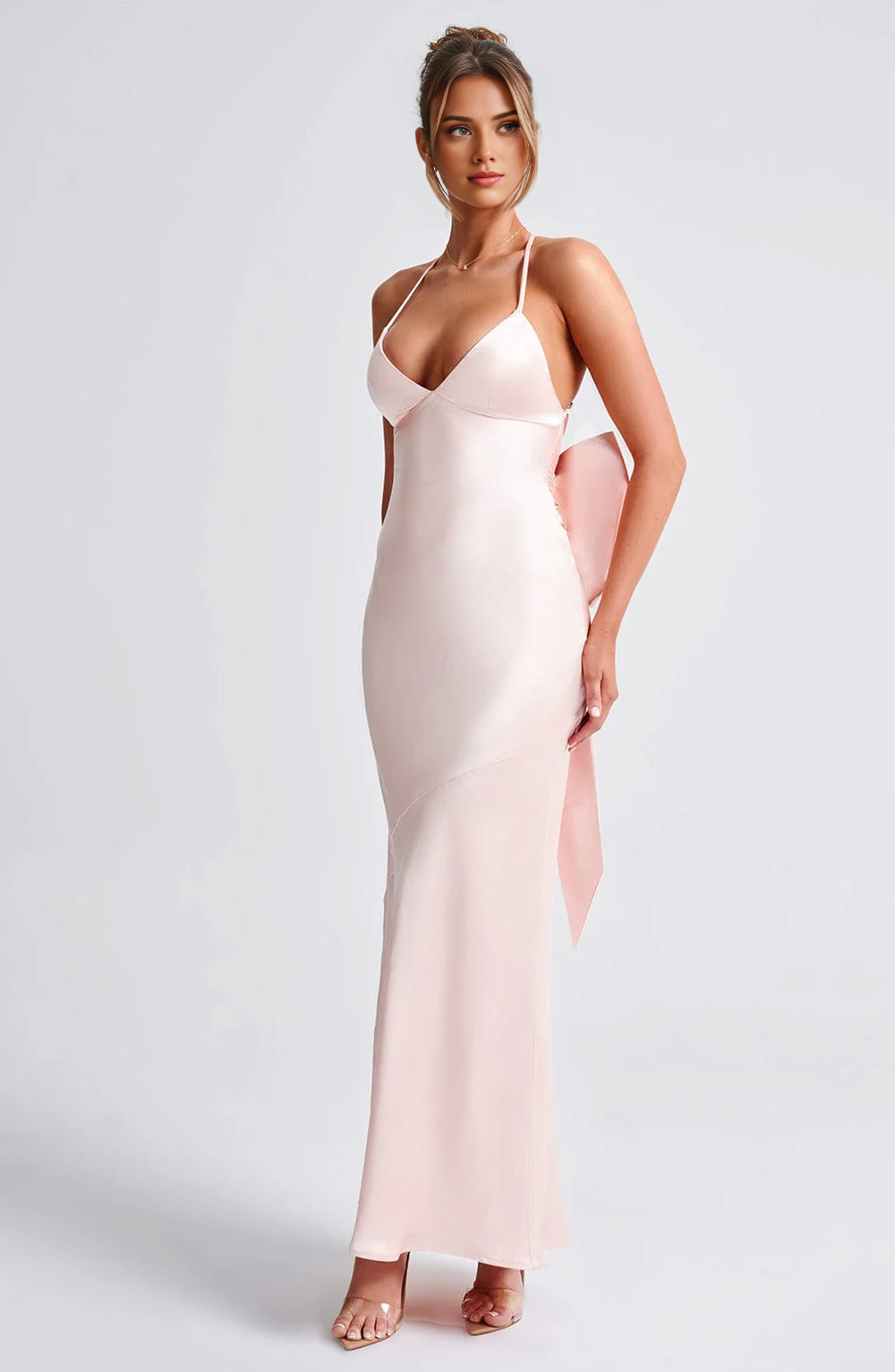 Elegant Backless Bow Dress Spaghetti Strap Party Cocktail Wedding Guest Long Dress for Women Slim Bodycon Sexy Prom Dress 2025
