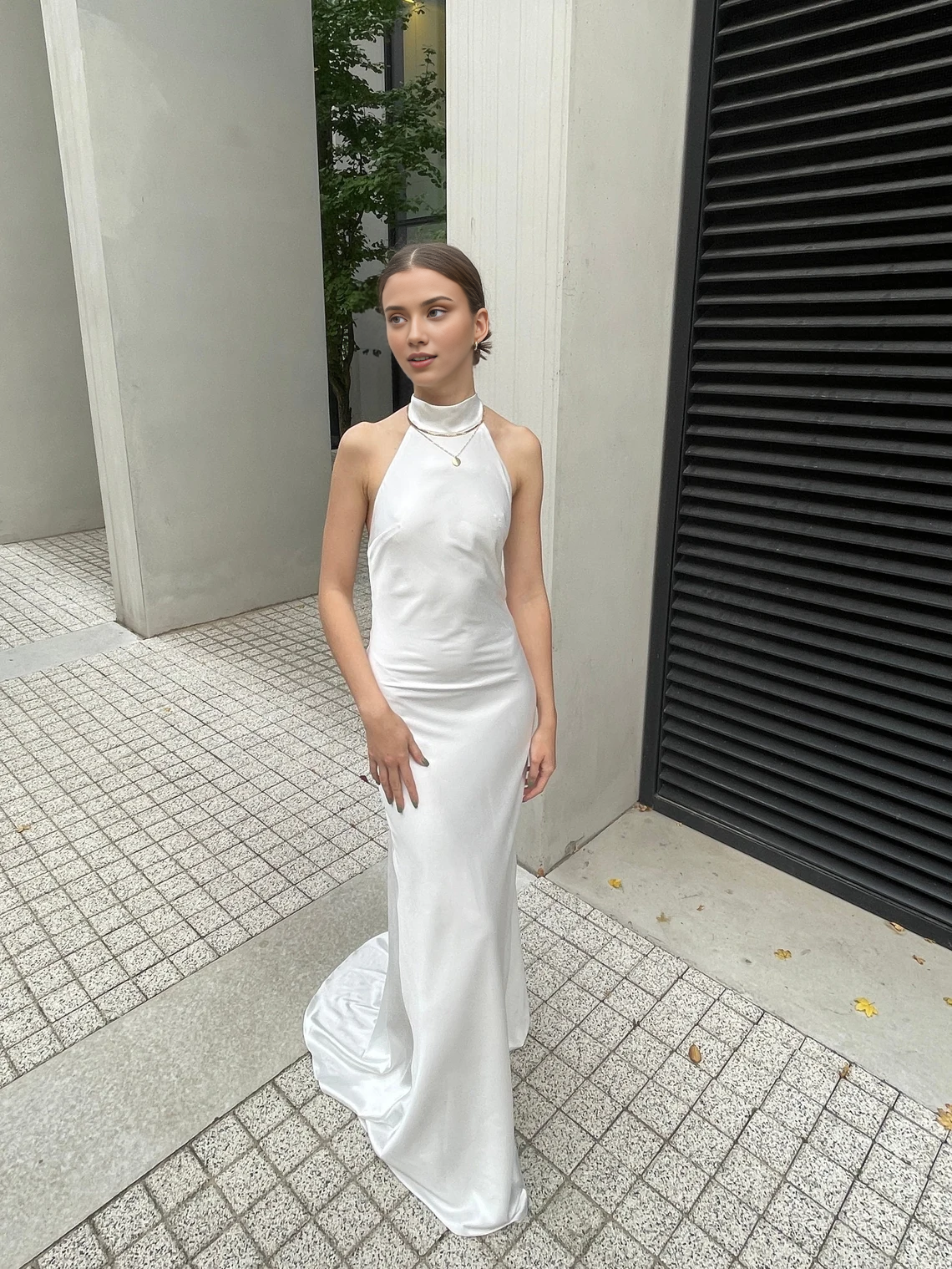 Elegante vestido playero de sirena, sin espalda, largo hasta el suelo, sin mangas, para dama de honor 