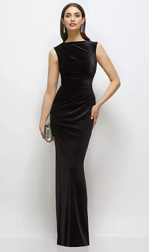 Elegant Column High-Neck Sleeveless Zipper Up Floor-Length Mother of the Bride Dress