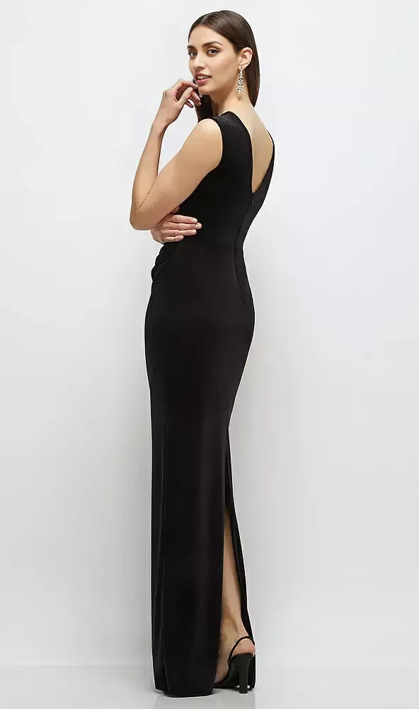 Elegant Column High-Neck Sleeveless Zipper Up Floor-Length Mother of the Bride Dress
