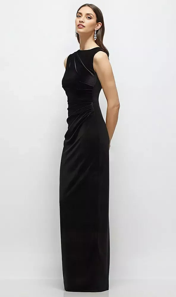 Elegant Column High-Neck Sleeveless Zipper Up Floor-Length Mother of the Bride Dress