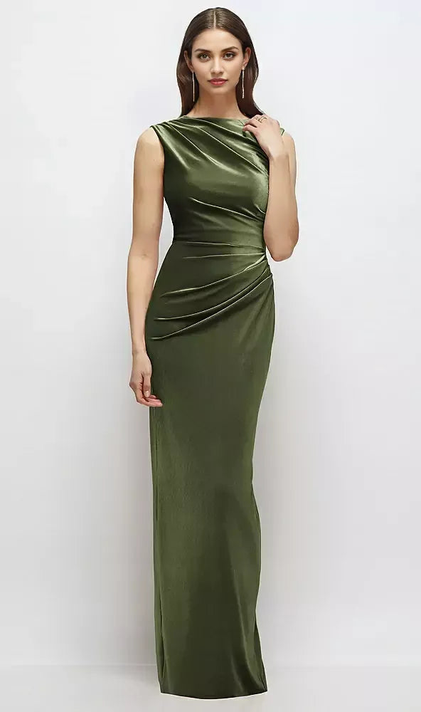 Elegant Column High-Neck Sleeveless Zipper Up Floor-Length Mother of the Bride Dress