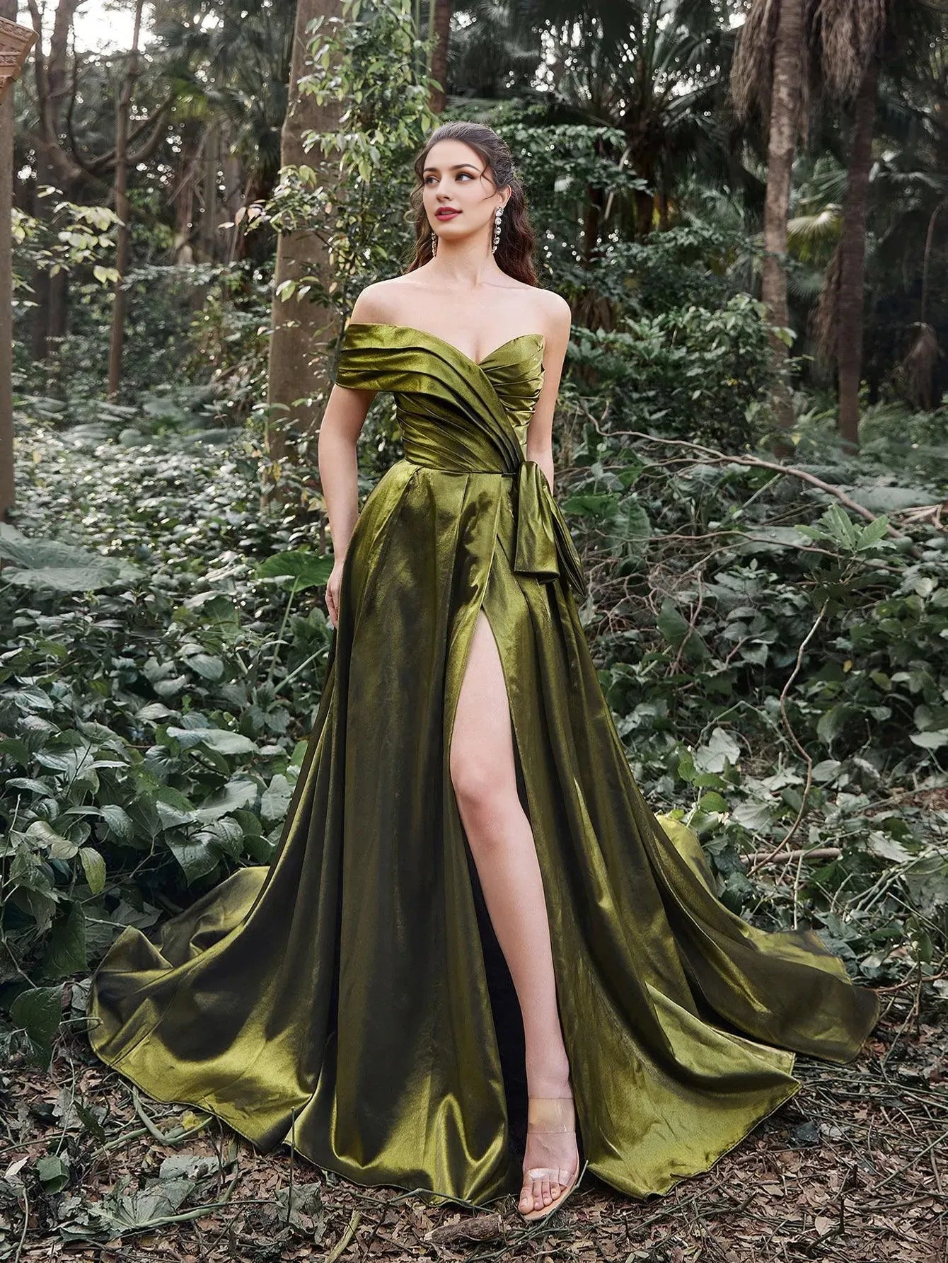 Elegant Evening Dresses/ Gorgeous Ruched Bodice Lace Up Back Maxi Satin Ball Dress Evening Dresses/ Evening Dresses For Women