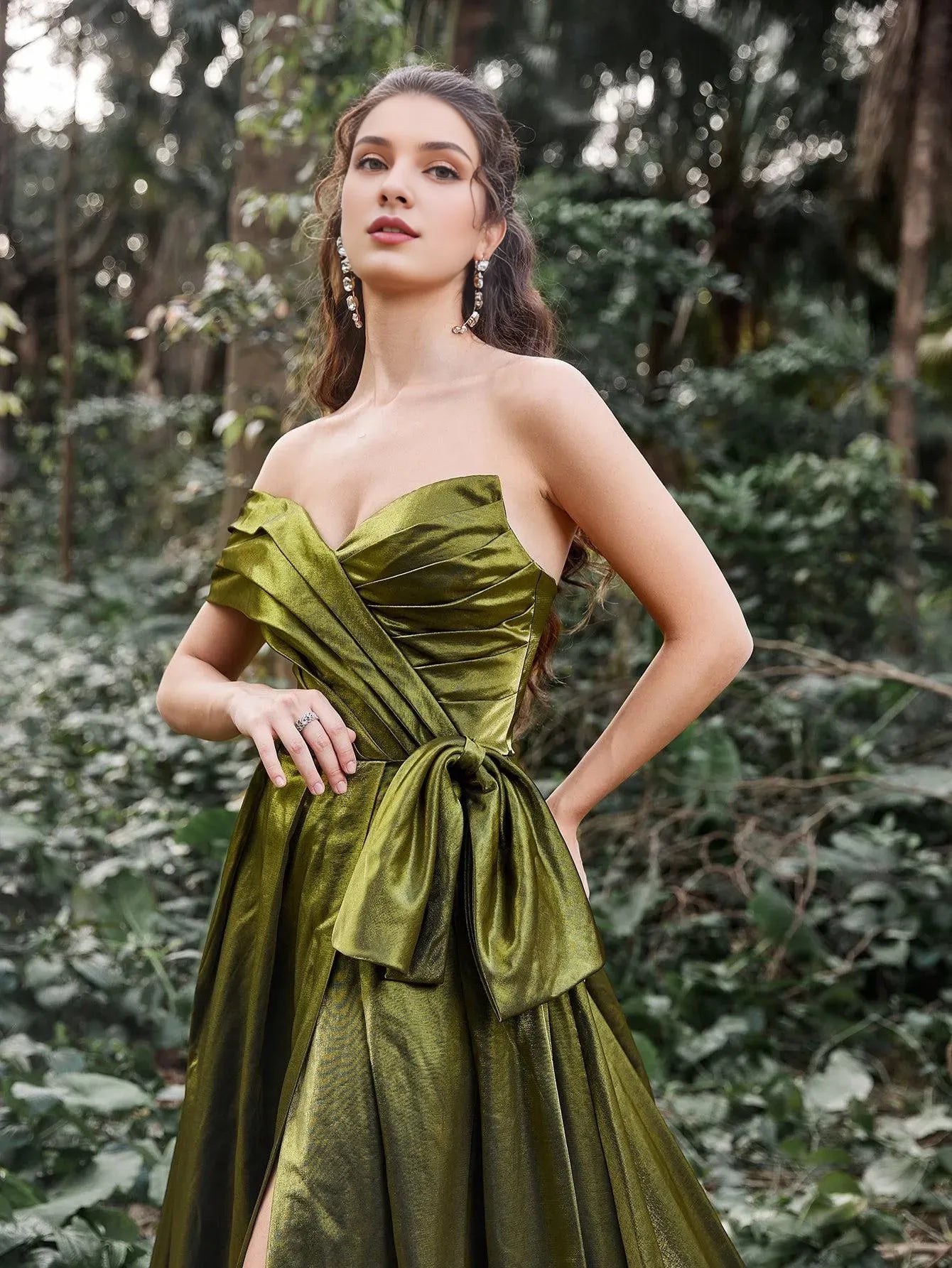 Elegant Evening Dresses/ Gorgeous Ruched Bodice Lace Up Back Maxi Satin Ball Dress Evening Dresses/ Evening Dresses For Women
