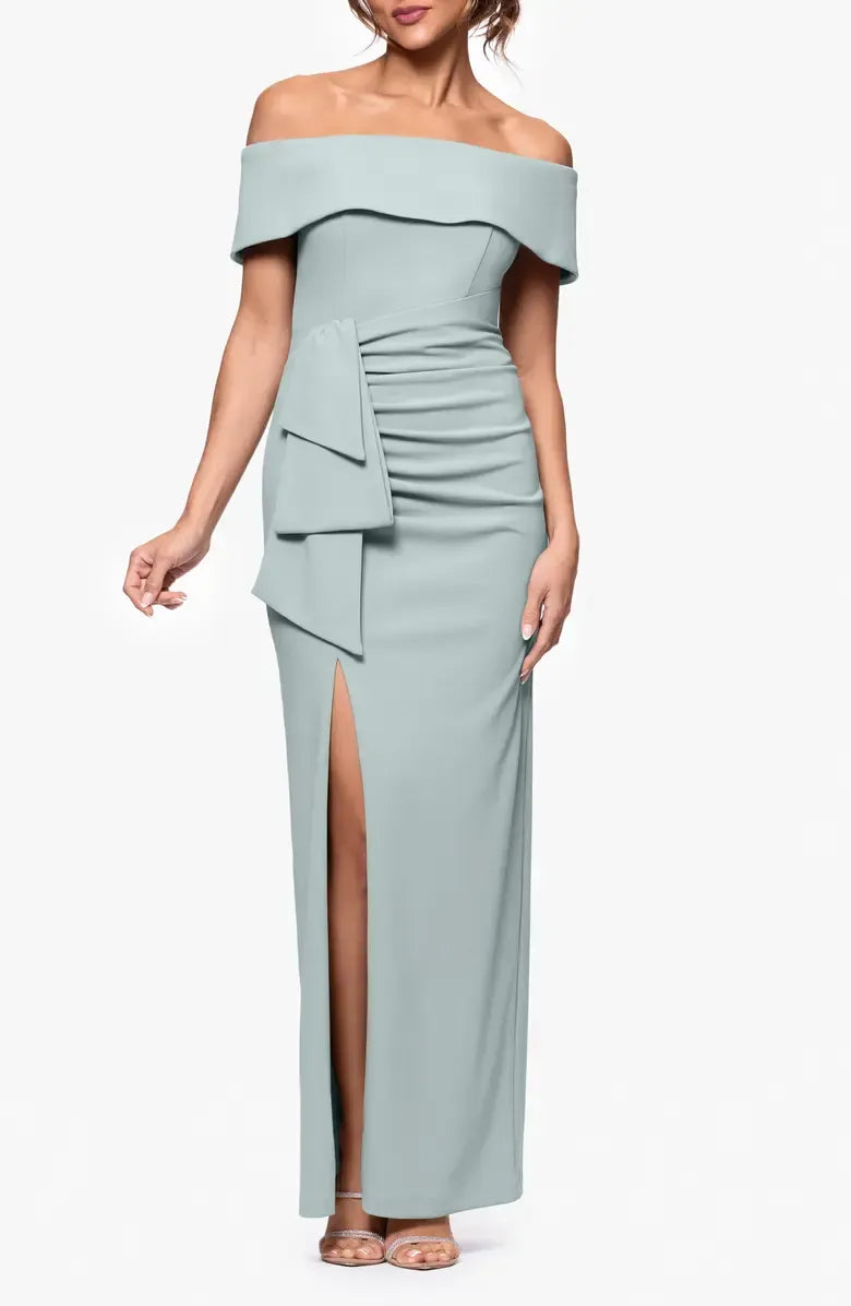 Elegant Fitted Off the Shoulder Sleeveless Zipper Up Ankle-Length Prom Dress