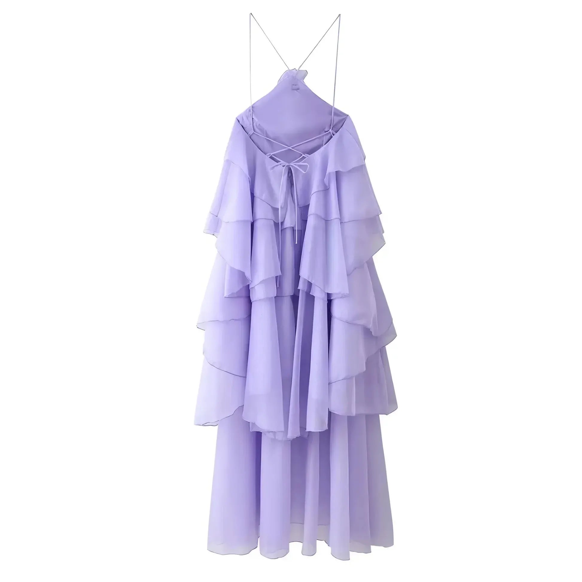 Elegant Halter Sleeveless A Line Chiffon Ruffles Long Prom Dress