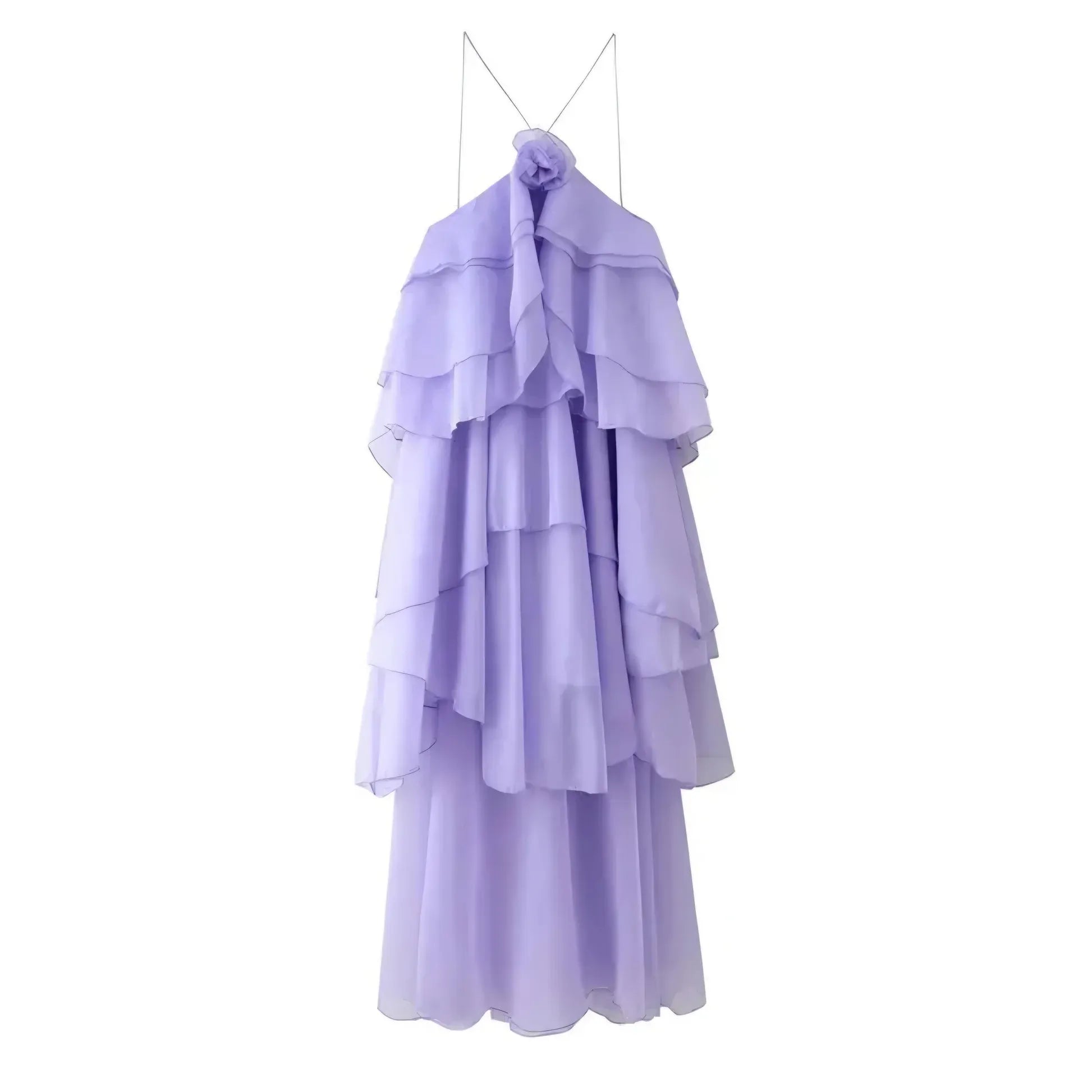 Elegant Halter Sleeveless A Line Chiffon Ruffles Long Prom Dress