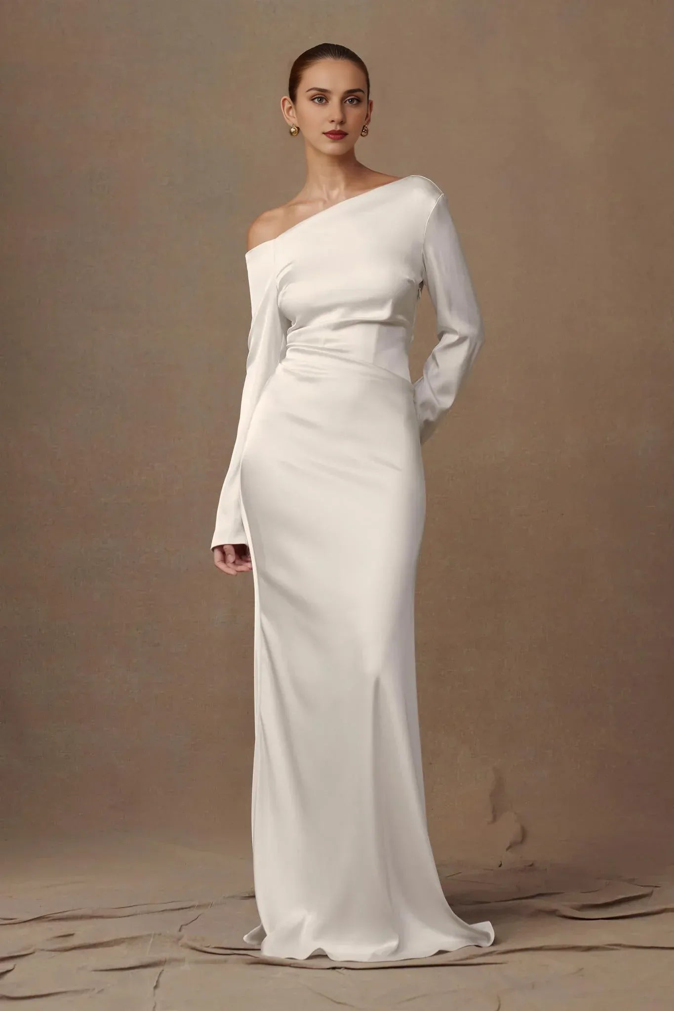 Weitese Formal Wear Dresses Long Sleeve Elegant Maxi Dress Ivory Wedding Dress Prom Dress Shops