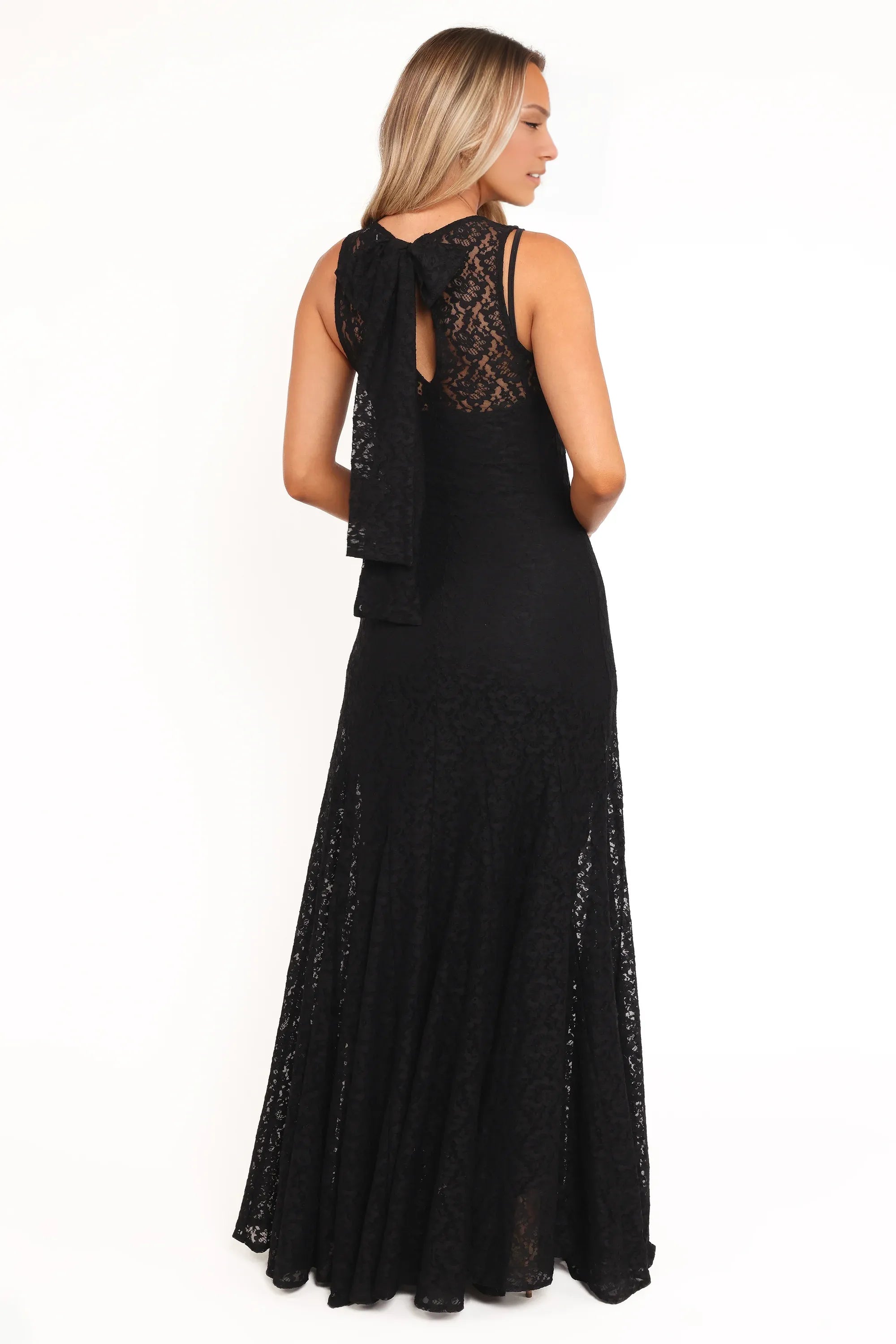 Elegant Mermaid Boat Neck Sleeveless Lace Floor-Length Prom Dress