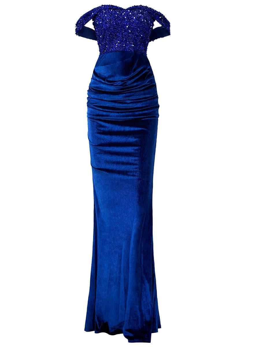 Elegant Mermaid Off Shoulder Sleeveless Zipper Up Floor-Length Prom Dress