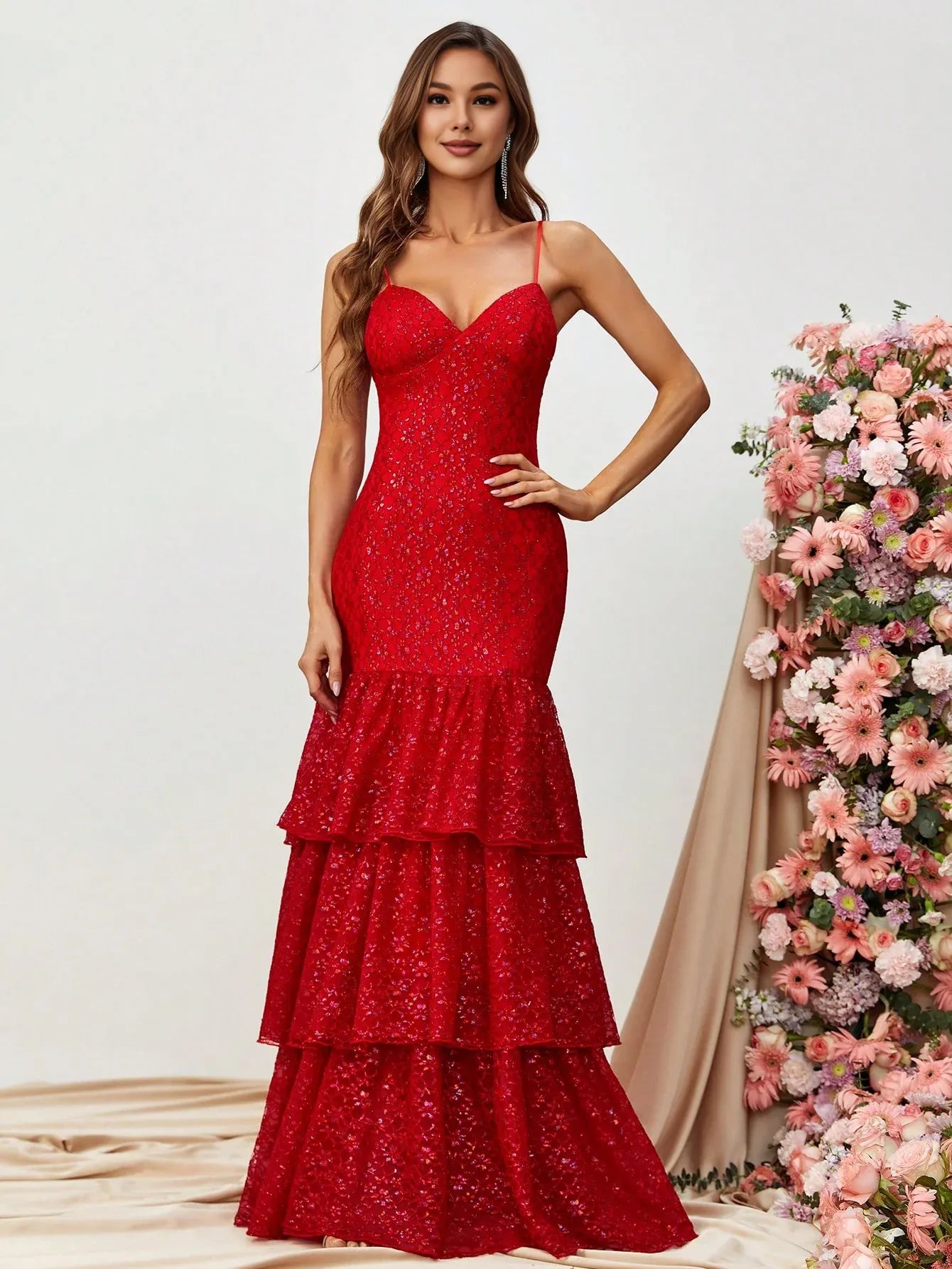 Elegant Mermaid Spaghetti Strap Sleeveless Zipper Up Floor-Length Prom Dress