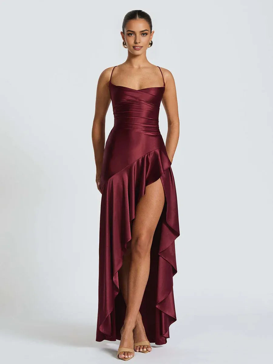 Elegant Mermaid Spaghetti Straps Sleeveless Backless Floor-Length Prom Dress