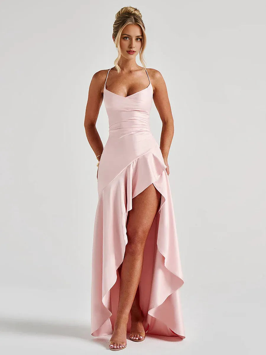 Elegant Mermaid Spaghetti Straps Sleeveless Backless Floor-Length Prom Dress