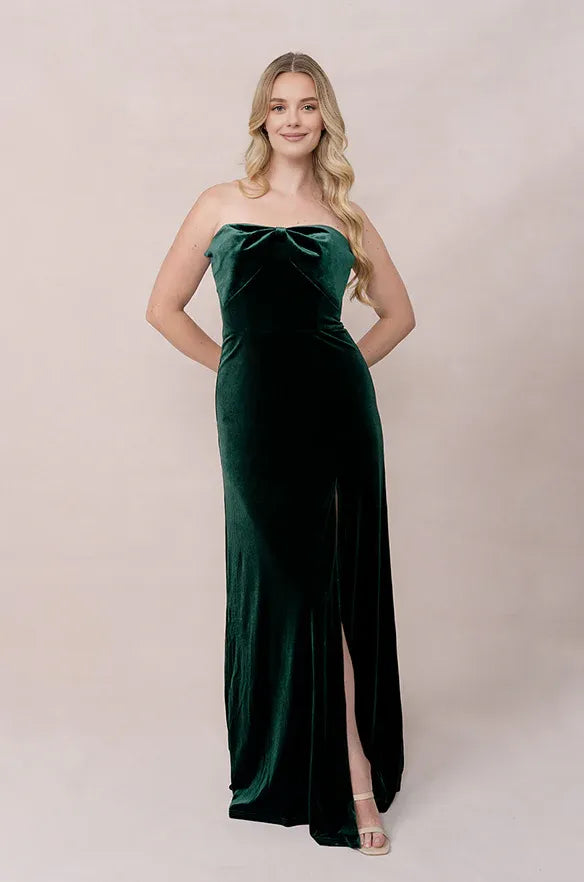 Elegant Mermaid Strapless Neck Sleeveless Velvet Floor-Length Prom Dress