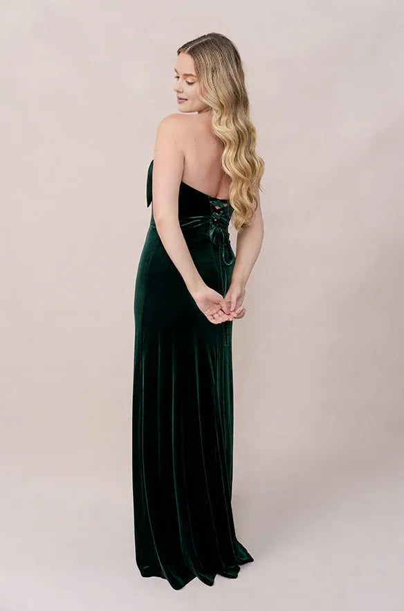 Elegant Mermaid Strapless Neck Sleeveless Velvet Floor-Length Prom Dress