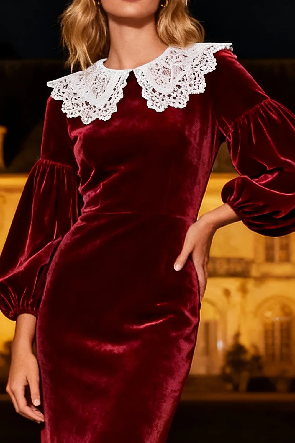 Elegant Mermaid/Trumpet High Neck Long Sleeve Velvet Sweep/Brush Train Winter Prom Dress