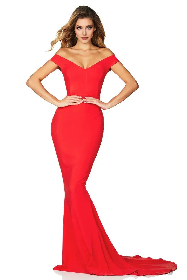 Elegant Mermaid/Trumpet Off the Shoulder Sleeveless Backless Sweep/Brush Train Prom Dress