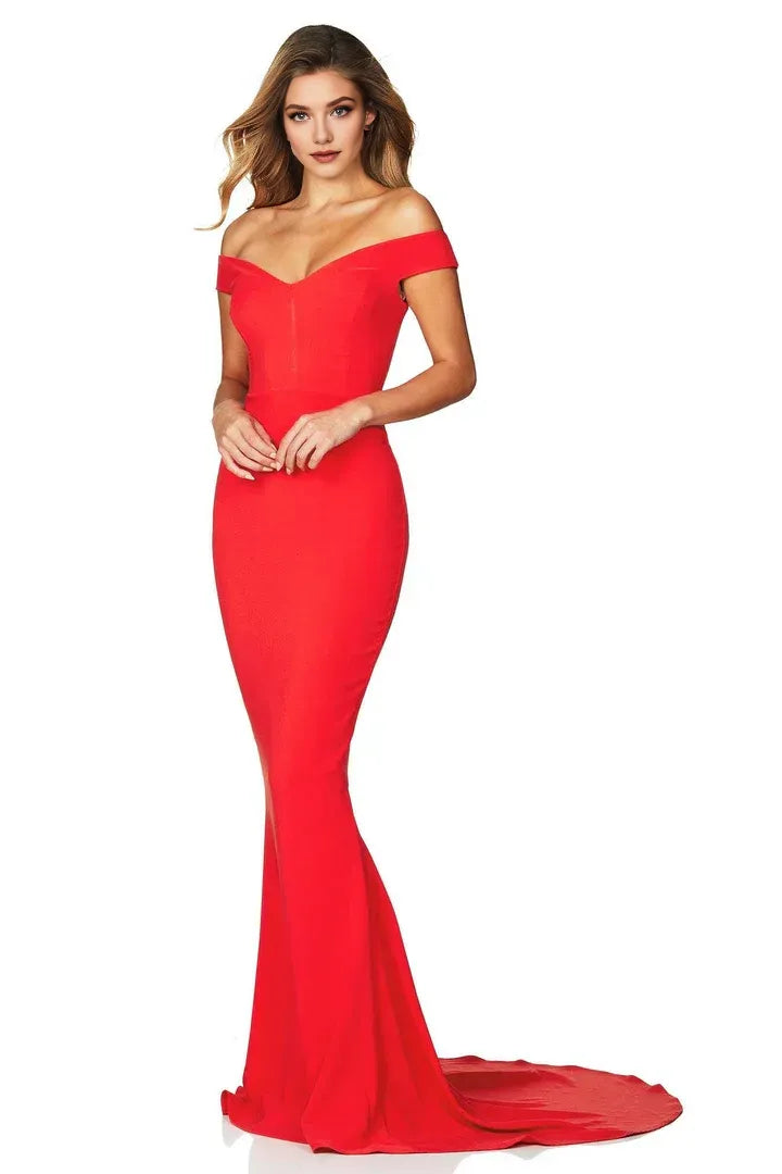 Elegant Mermaid/Trumpet Off the Shoulder Sleeveless Backless Sweep/Brush Train Prom Dress