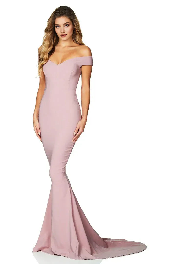 Elegant Mermaid/Trumpet Off the Shoulder Sleeveless Backless Sweep/Brush Train Prom Dress