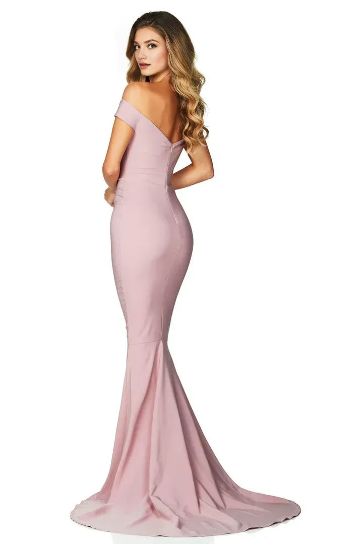 Elegant Mermaid/Trumpet Off the Shoulder Sleeveless Backless Sweep/Brush Train Prom Dress
