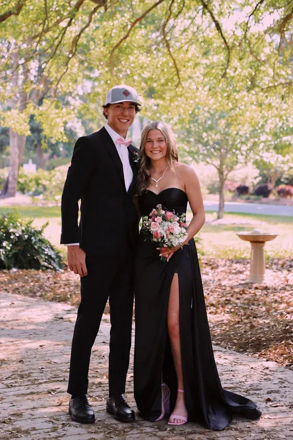 Elegant Mermaid/Trumpet Sweetheart Sleeveless Split Satin Floor Length Prom Dress