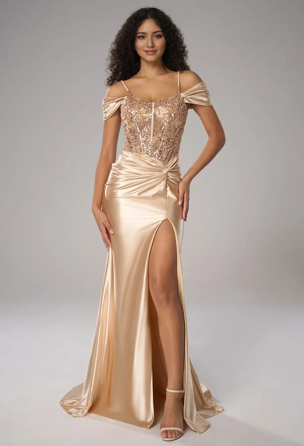 Elegant Mermaid U-Neck Floor Length Spaghetti Straps Prom Dresses Sleeveless Off the Shoulder Evening Dresses Price