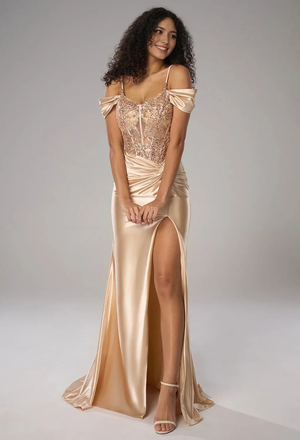 Elegant Mermaid U-Neck Floor Length Spaghetti Straps Prom Dresses Sleeveless Off the Shoulder Evening Dresses Price