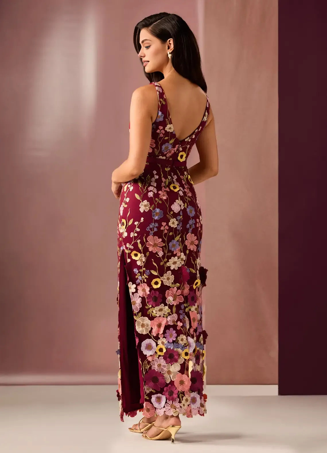 Elegant Mermaid V Neck Sleeveless Zipper Up Floor-Length Evening Dress