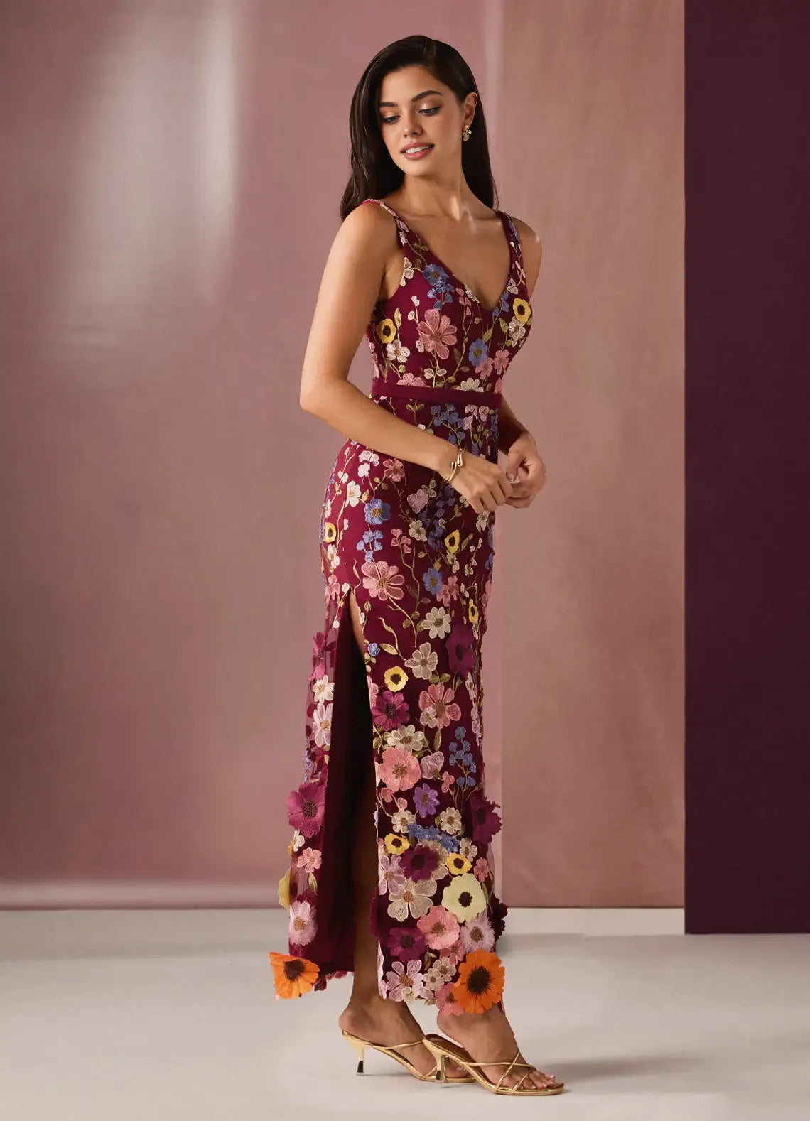 Elegant Mermaid V Neck Sleeveless Zipper Up Floor-Length Evening Dress