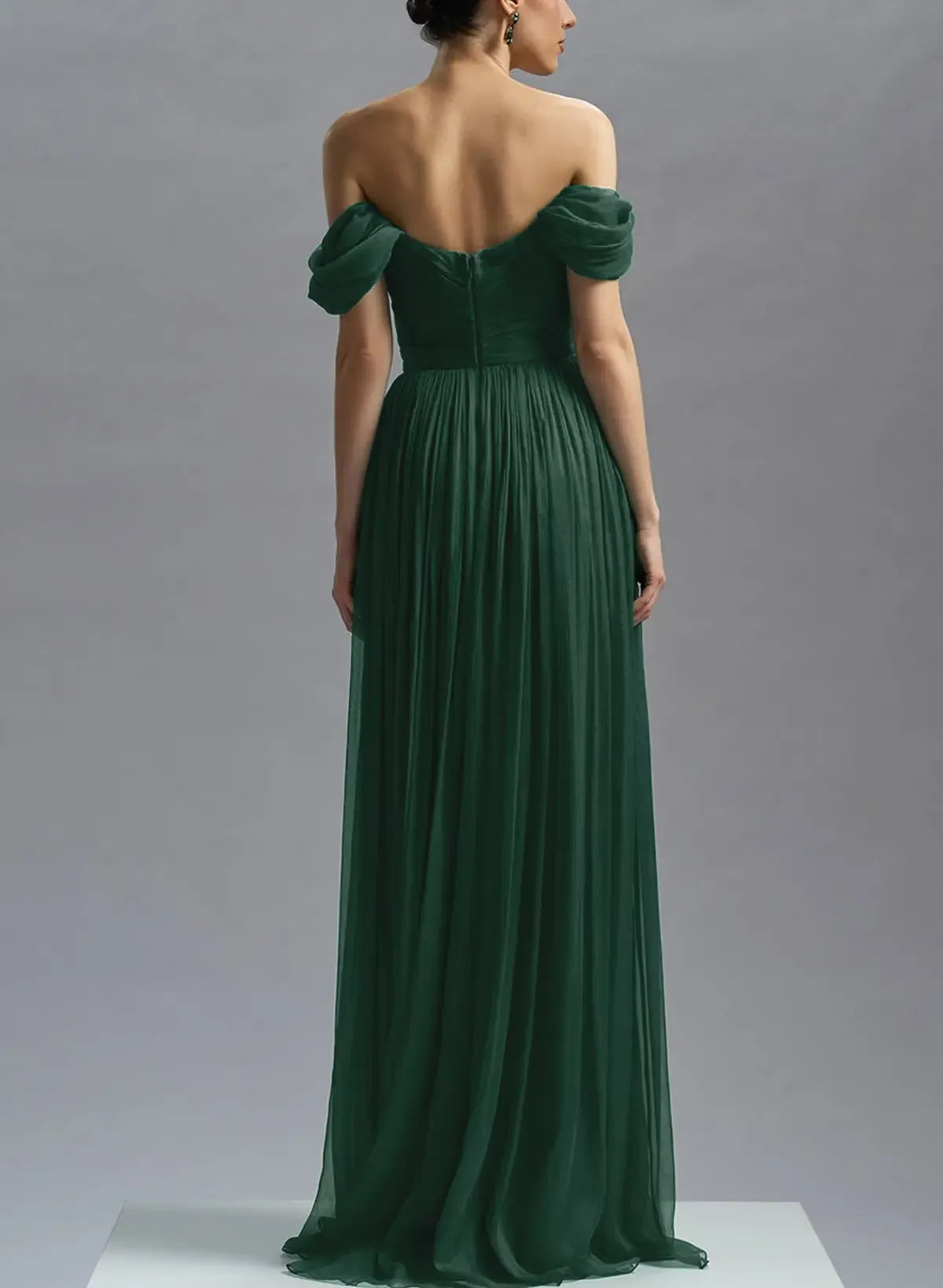 Elegant Off-The-Shoulder Sleeveless A-Line Slit Chiffon Sweep Train Prom Dress