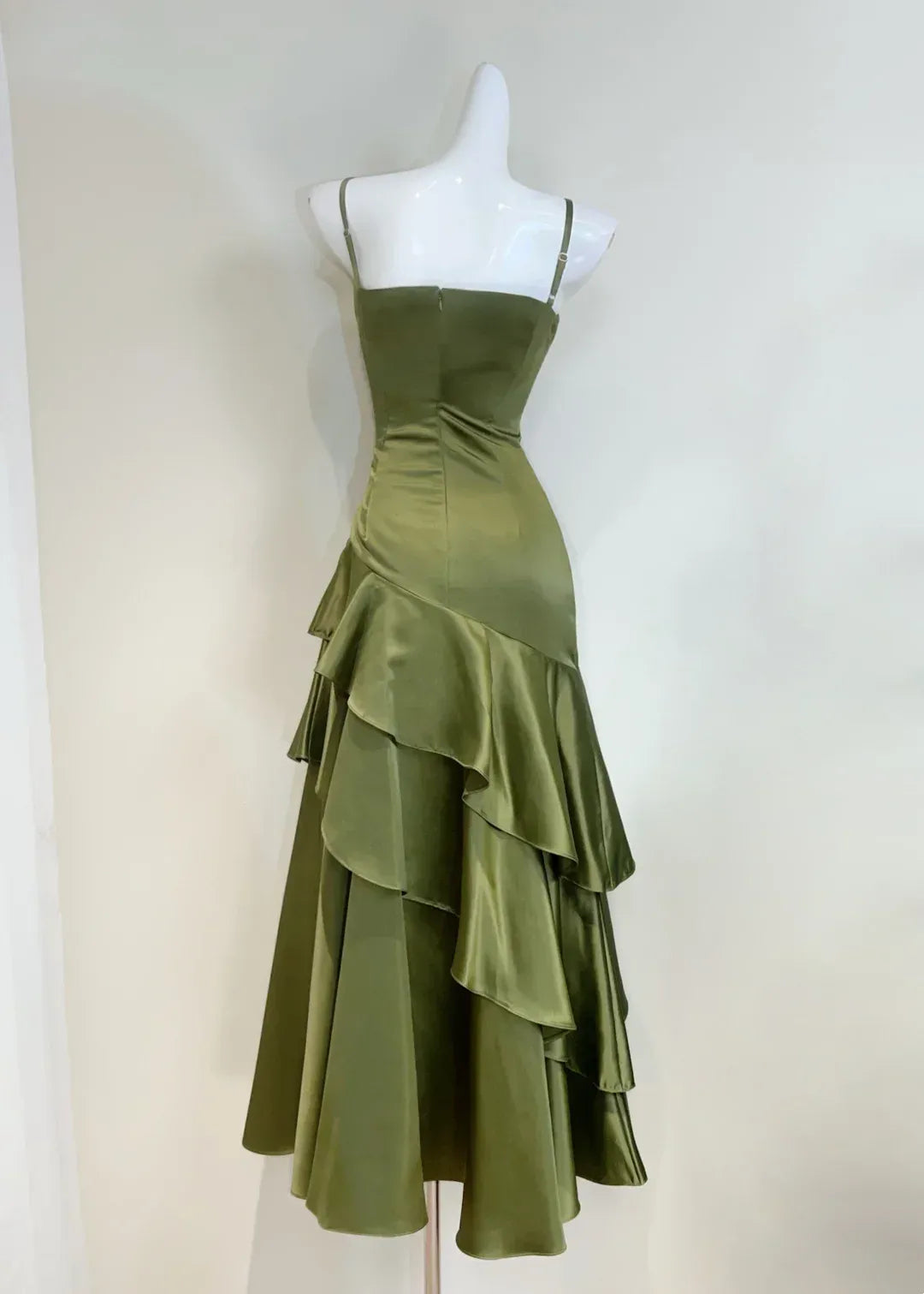 Elegant Off-The-Shoulder Sleeveless Mermaid Ruffles Satin Floor-Length Prom Dress