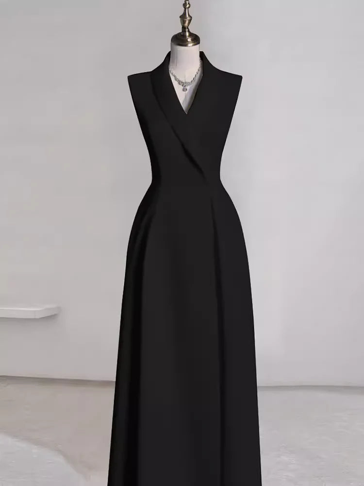 Robe de soirée élégante en satin à épaules dénudées et col en V, robe de bal longue