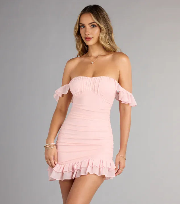 Elegant Sheath/Column Off-the-shoulder Sleeveless Zipper Short-Mini Homecoming Dresses