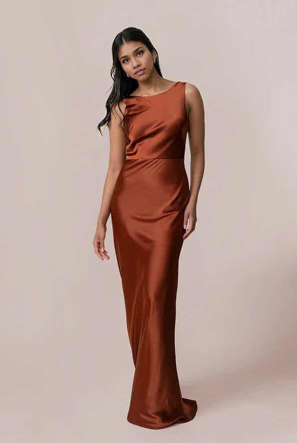 Elegant Sheath/Column Scoop Neck Sleeveless Backless Floor-Length Prom Dress