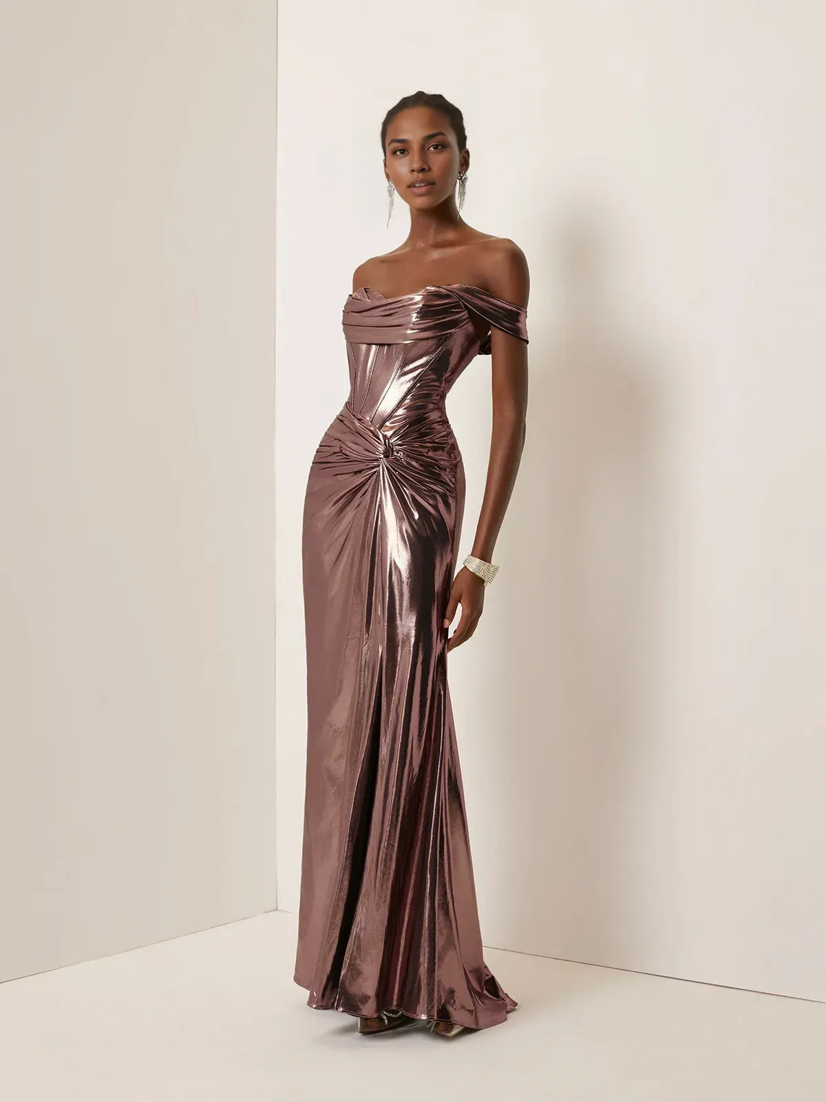 Elegant Sheath Off The Shoulder Sleeveless Lace Up Floor-Length Evening Dress