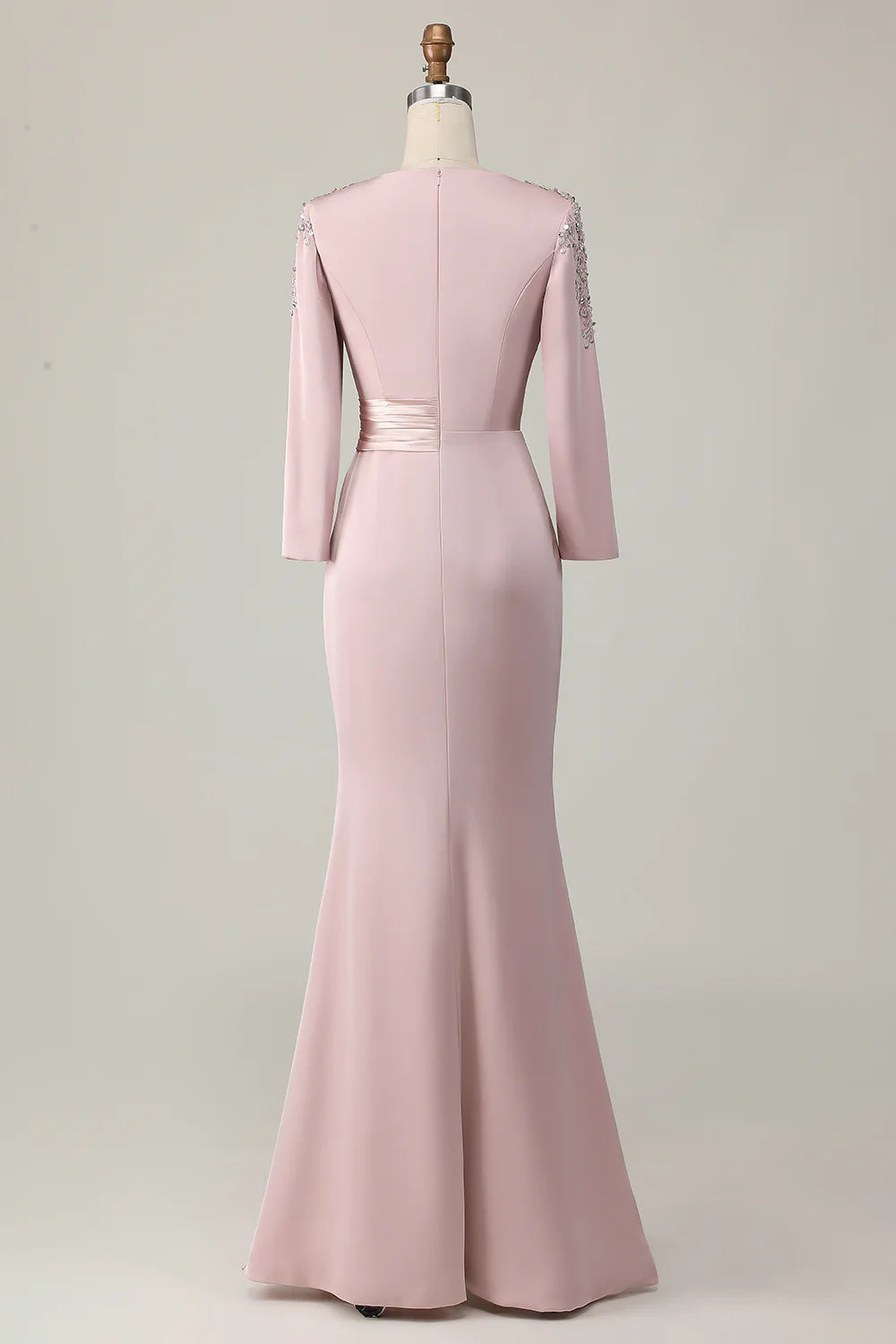Elegant Sheath Scoop Neck Long Sleeve Zipper Up Floor-Length Mother of the Bride Dress