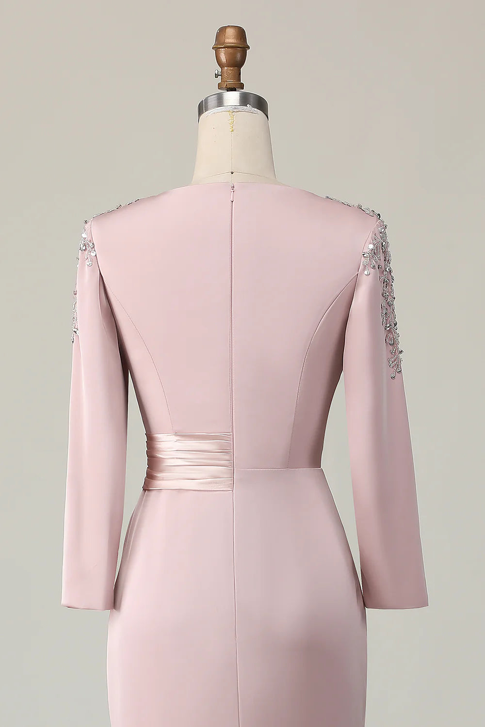 Elegant Sheath Scoop Neck Long Sleeve Zipper Up Floor-Length Mother of the Bride Dress