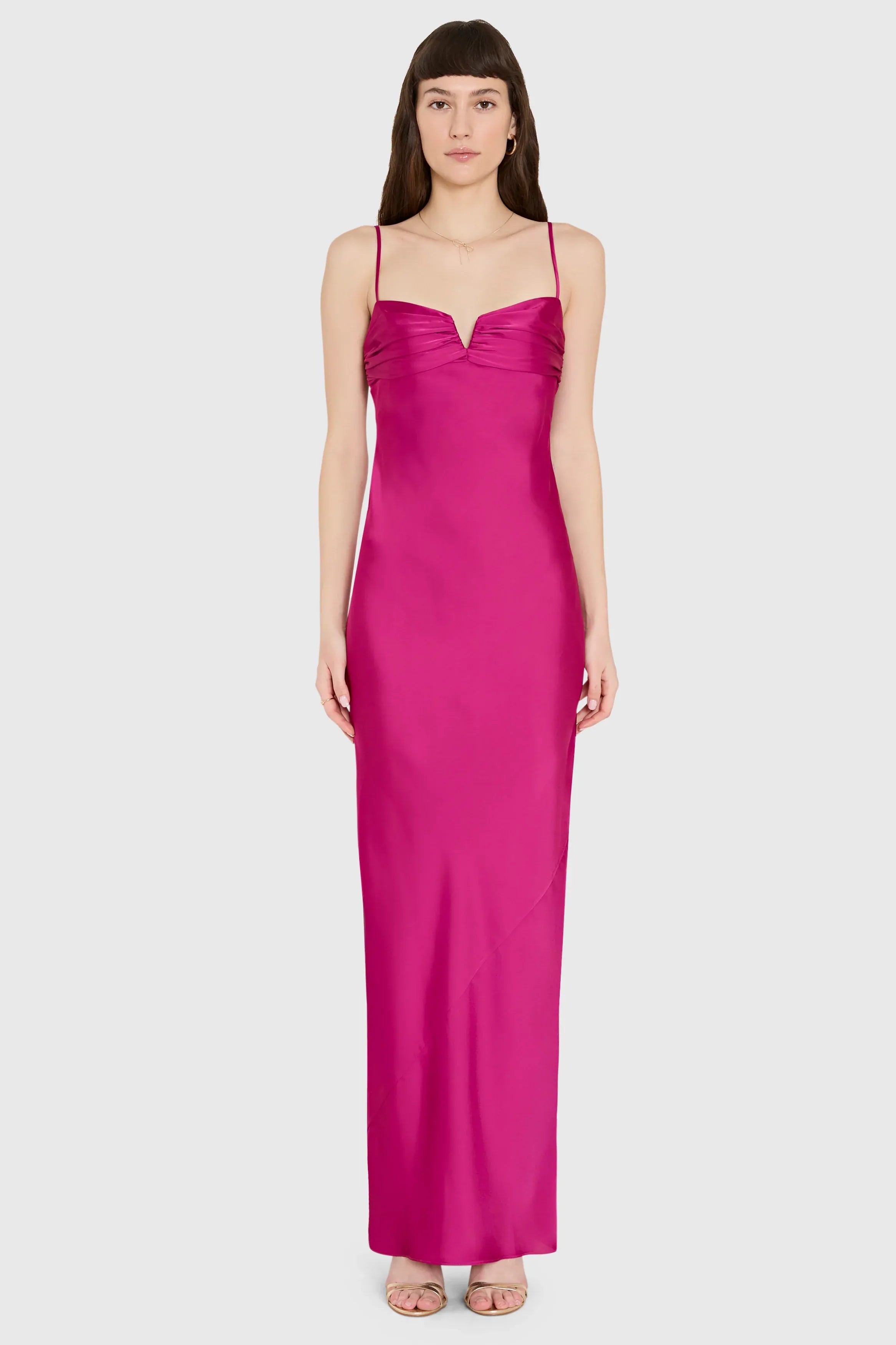 Elegant Sheath V Neck Sleeveless Backless Floor Length Evening Dress