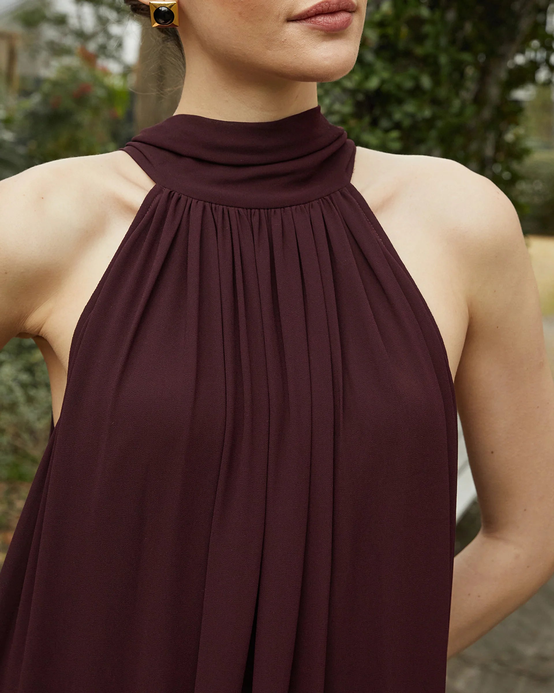 Weitese Dress Elegant Straight Tube Floor-Length Sleeveless Party Dresses Halter Neck Satin Solid Color Open Back Evening Dress