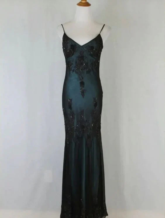 Weitese Dress Prom Dress Stores Elegant Teal Spaghetti Straps Beading Vintage Prom Dress Formal Dresses