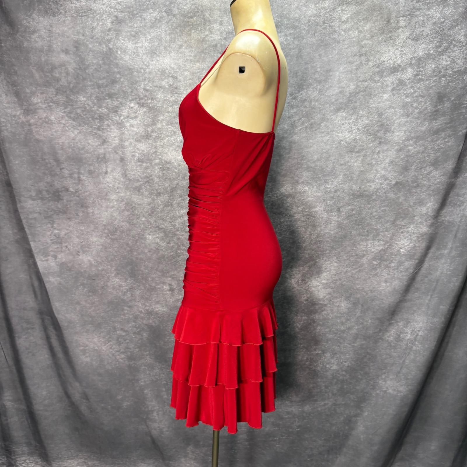 Elegant Bodycon Spaghetti Strap Ruched Tiered Ruffled Red Mini Homecoming Dress