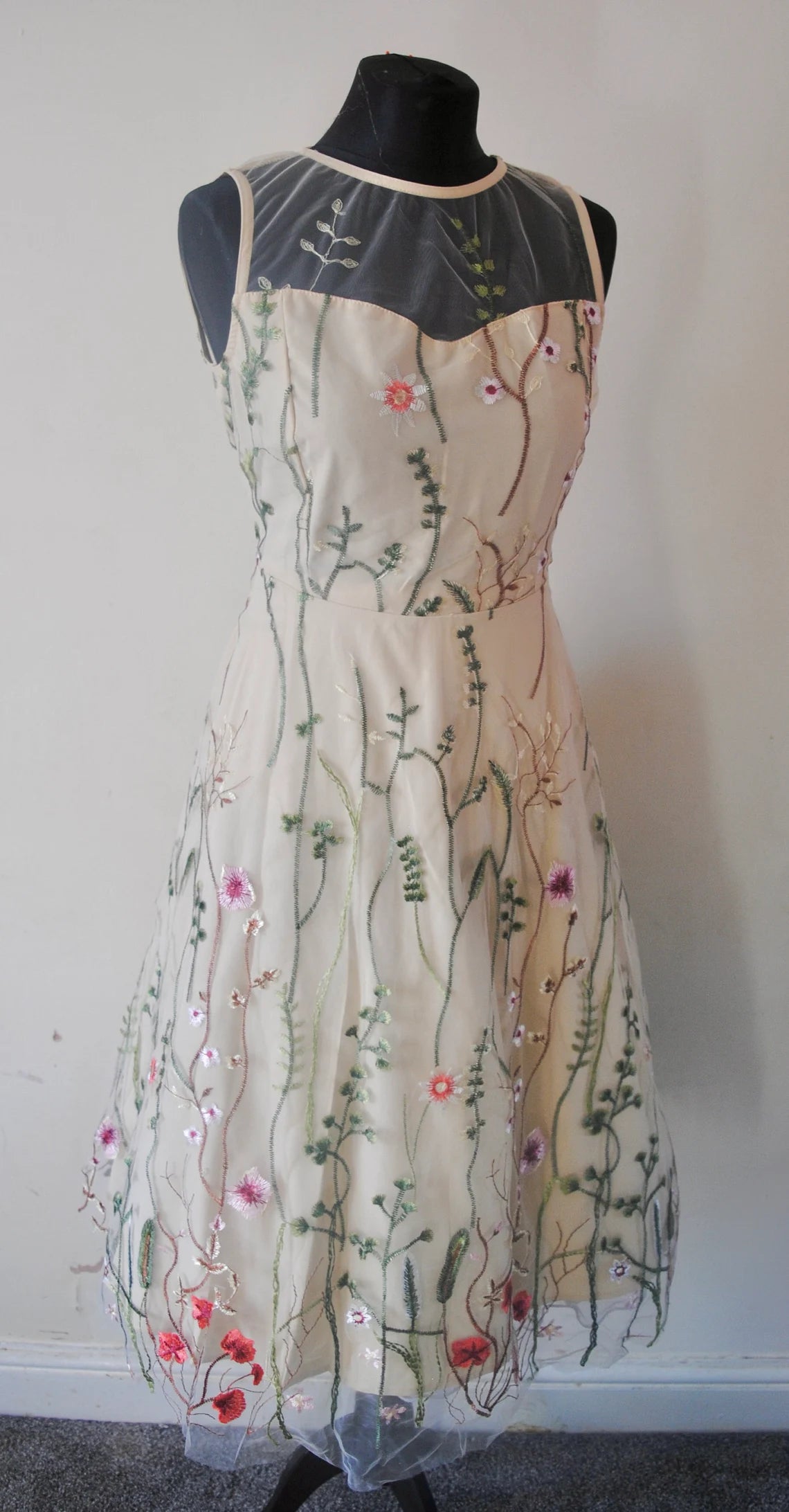 Embroidered Flower Tulle Dress Prom Dress Formal Dress Off-the-Shoulder Fairy Dress Wedding Guest Dress Princess Dress