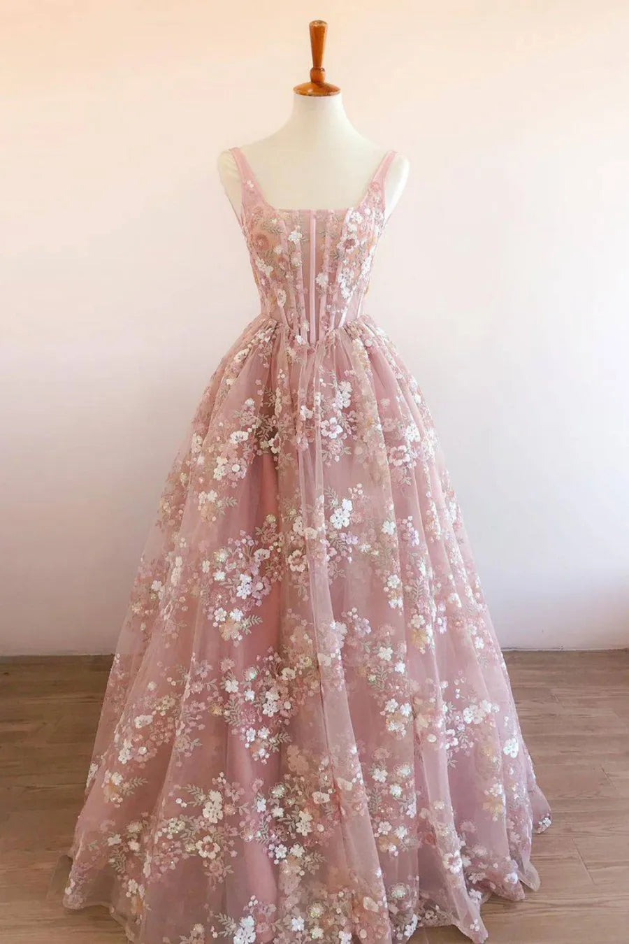 Weitese Retro A Line Square Neck Blush Corset Prom Dress With Embroidery Formal Wear Dresses Prom Dress Stores