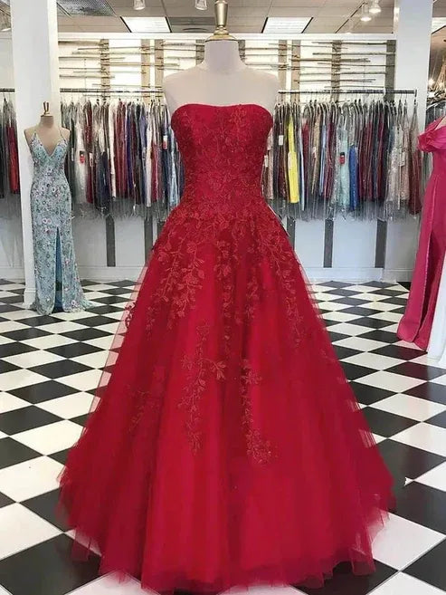 Enchanting A-Line Strapless Sweetheart Lace-Up Corset Floor-Length Tulle Evening Ball Gown