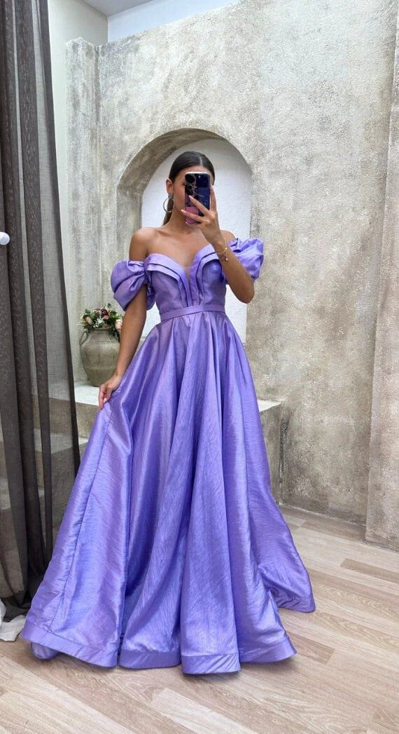 Weitese Formal Women's Dresses Purple Balloon Sleeve Puffy Dress Ball Gown Engagement Dress Prom Dress Prom Dresses Stores