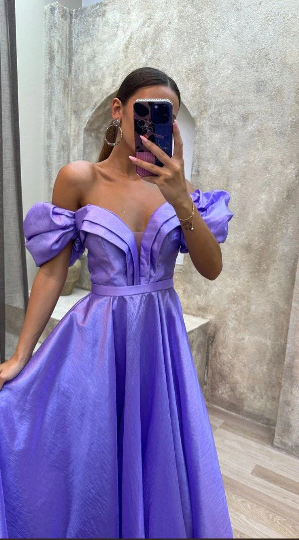 Weitese Formal Women's Dresses Purple Balloon Sleeve Puffy Dress Ball Gown Engagement Dress Prom Dress Prom Dresses Stores