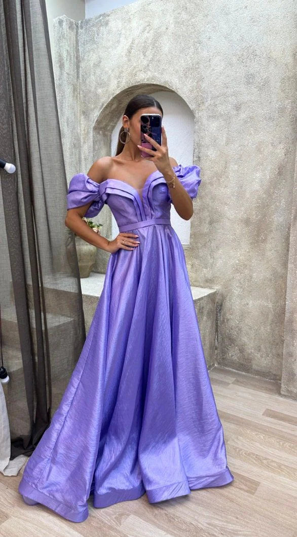 Weitese Formal Women's Dresses Purple Balloon Sleeve Puffy Dress Ball Gown Engagement Dress Prom Dress Prom Dresses Stores