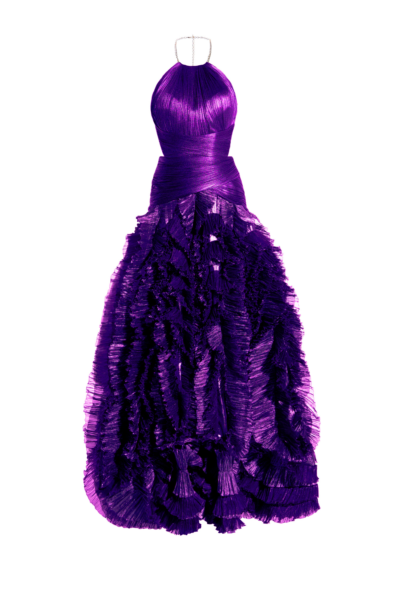 Weitese Prom Dress In Store Halter A-line Midnight Orchid Tiered Pleated Evening Dress Floor Length Sleeveless Dresses Evening Wear