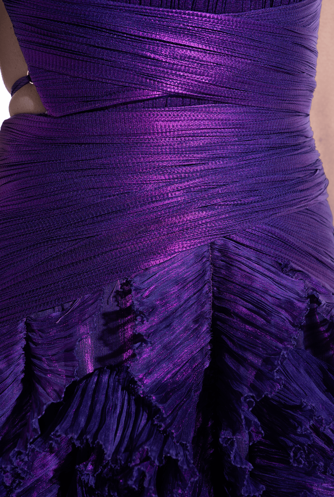 Weitese Prom Dress In Store Halter A-line Midnight Orchid Tiered Pleated Evening Dress Floor Length Sleeveless Dresses Evening Wear